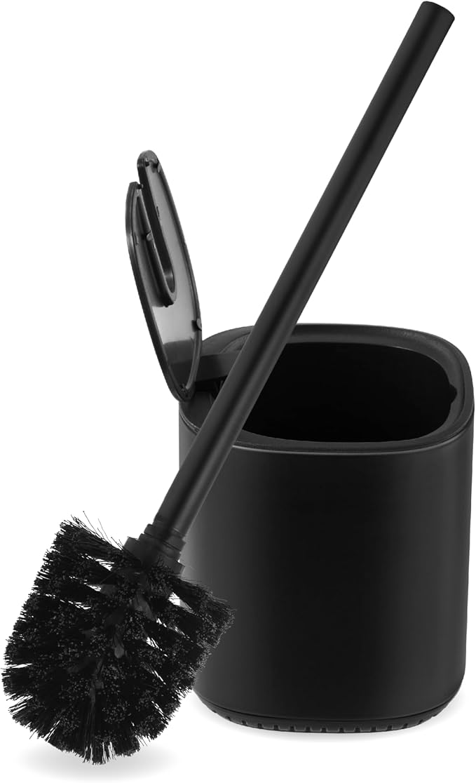 Toilet Brush and Holder Set Toilet Bowl Brush Stainless Steel Automatic Open lid Toilet Bowl Cleaner Brush with Durable Bristle Head Toilet Cleaning Brush for Bathroom