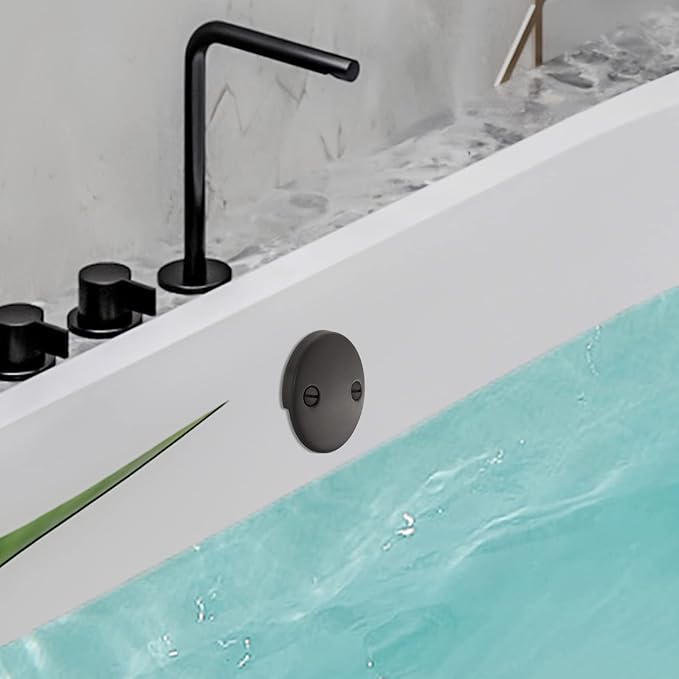 2 Hole Bathtub Overflow Plate, 3-3/16 Inches Diameter, Oil Rubbed Bronze