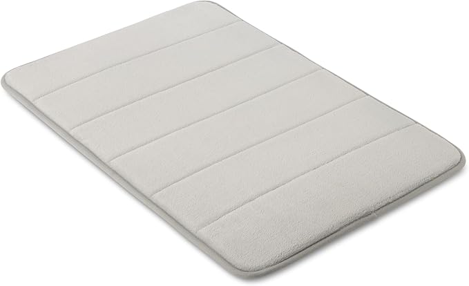 Amazon Basics Absorbent & Fast Dry Plush Memory Foam Bath Mat, Non-Slip Backing, 17 x 24 in, Light Gray