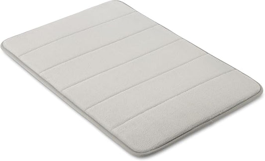 Amazon Basics Absorbent & Fast Dry Plush Memory Foam Bath Mat, Non-Slip Backing, 17 x 24 in, Light Gray