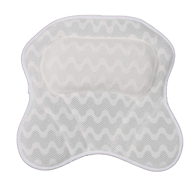 Bath Pillow with Large Non-slip Suction Cups, Ergonomic Bathtub Cushion for Neck, Back & Shoulder Support Bath Accessories for Jacuzzi, Hot Tub