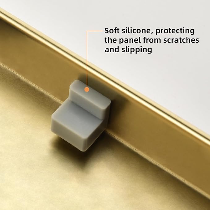 Linear Shower Drain ，with Tile Insert Panels ，48 Inch Brushed Gold 304 Stainless Steel Rectangle Shower Floor Drain，with Hair Catcher, Adjustable Feet
