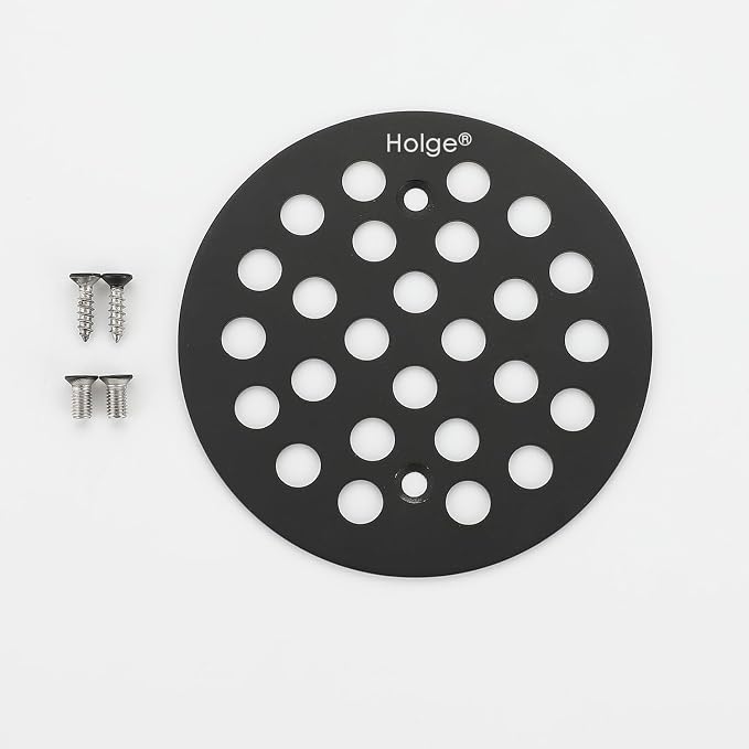 4-1/4 Inch Screw-in Round Shower Drain Cover Replacement Floor Drainer Grate with Screws Matte Black