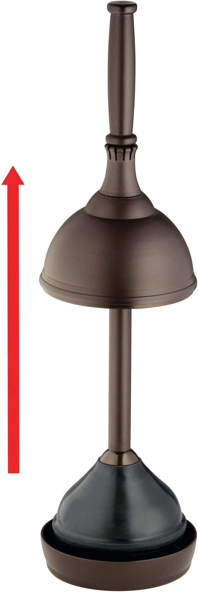 iDesign Kent Plastic Plunger with Cover Set, Bronze | 5.96" x 5.96" x 21.66", For Master, Guest, Kids', Office Bathroom, Cleaning and Storage
