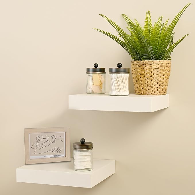 SheeChung 2 Pack Glass Qtip Holder with ORB Stainless Steel Lids | Apothecary Jars with Stickers, Modern Farmhouse Bathroom Vanity Organizer for Cotton Swabs, Balls, Pads (Oil Rubbed Bronze)