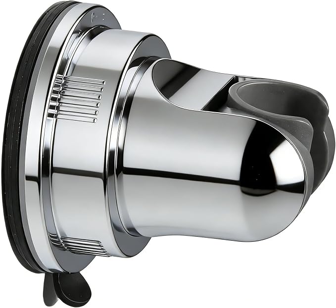 Handheld Shower Head Holder Suction Cup - Relocatable - Wide Angles Adjustable - 90° Downward - Bathroom Wall Mount Shower Wand Holder (Polished Chrome)