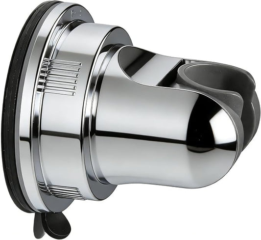 Handheld Shower Head Holder Suction Cup - Relocatable - Wide Angles Adjustable - 90° Downward - Bathroom Wall Mount Shower Wand Holder (Polished Chrome)