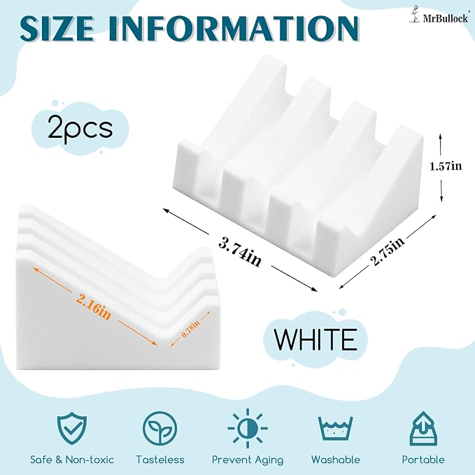 Silicone Soap Dish Self Draining with Suction Cups (Black-White) | Waterfall drainage design drains fast to keep soap dry silicone soap saver with reusable suction cups for bathroom & kitchen