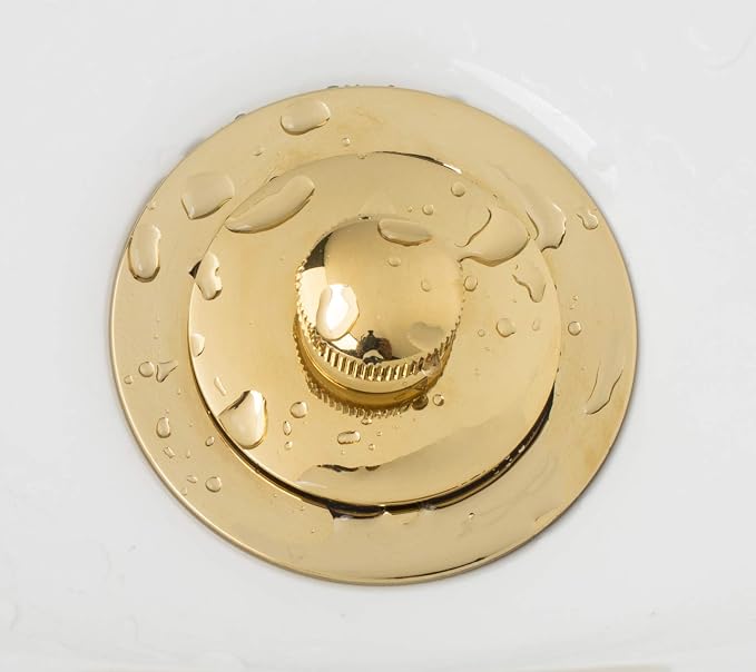 Artiwell Lift & Turn Tub Trim Set with Two-Hole Overflow Faceplate, All Brass Bathtub Conversion Kit Assembly with 2-Hole Overflow Face Plate and Universal Fine/Coarse Thread (Polished Brass)