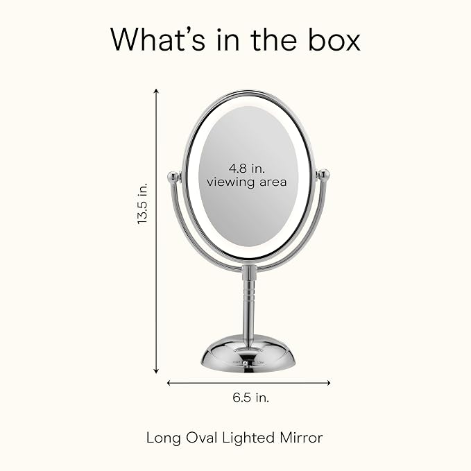 Conair Lighted Makeup Mirror, LED Vanity Mirror, 1X/7X Magnifying Mirror, Double Sided, Battery Operated in Polished Chrome