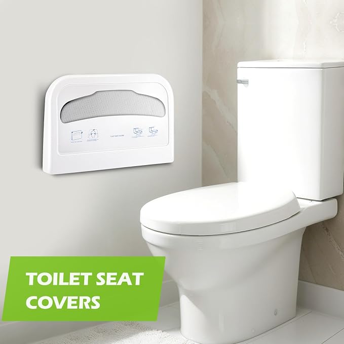Hushee 4 Pcs Toilet Seat Cover Dispenser Wall Mount, Half-Fold Disposable Toilet Seat Cover Holder for Commercial Bathroom Restroom Use (White)