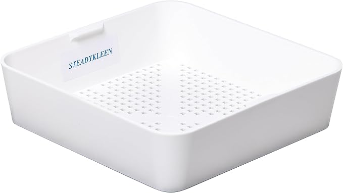 8.5-inch Floor Sink Drain Cover Alternative, Square Drain Basket for Restaurants, Use Below 3 Compartment Sink. Sink Strainer with 0.19-inch Holes, Versatile Plastic Drain Screen Basket