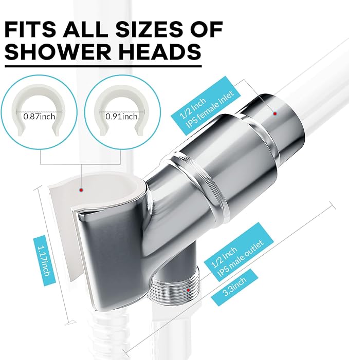 All Metal Handheld Shower Head Holder, Adjustable Shower Wand Holder with Universal Shower Arm Mount and Brass Pivot Ball, for Connecting Shower Arm and Shower Hose