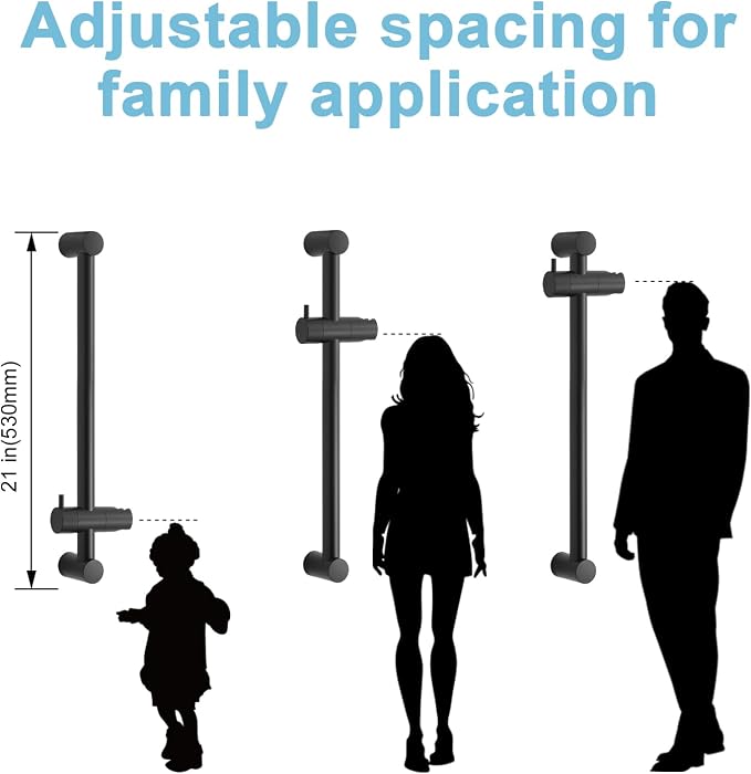 OFFO Shower Slide Bar 21 in Adjustable Installation Distance 16-20 in with 360° Adjustable Handheld Shower Head Holder for Bathroom, Screw Wall Mounted, Matte Black