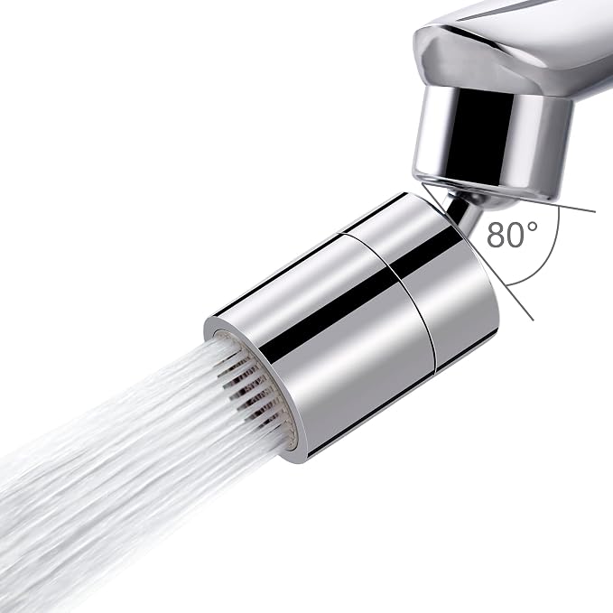 Hibbent NSF/ANSI/CAN 61 Certified Faucet Aerator, CUPC Certification 360 Degree Kitchen Sink Faucet Aerator, Dual-function Swivel Big Angle Kitchen Faucet Attachment, Faucet Replacement Part, Chrome