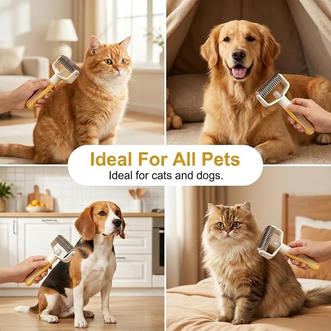 Pet Grooming Brush, Double Sided Pet Grooming Tool for Dogs and Cats, Extra-Wide Stainless Steel Deshedding Dog Brush for Matted Fur Medium or Long Haired Breeds (Blue, 1pcs)
