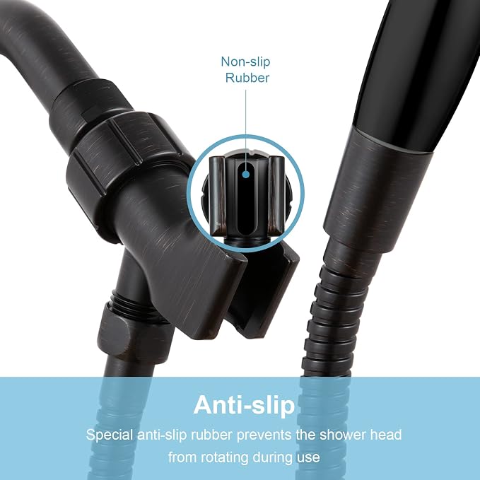 OFFO Shower Head Holder with Solid Metal Ball for Handheld Shower Head, Oil Rubbed Bronze Adjustable Shower Arm Mount for Connecting, 1/2 in IPS Female Inlet and Male Outlet