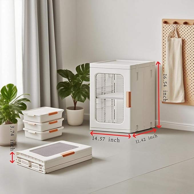 Mini Countertop Storage Cabinet with Clear Doors and Adjustable Shelf Bathroom Organizers and Storage Toilet Paper Storage for Pantry Kitchen Living Room, White