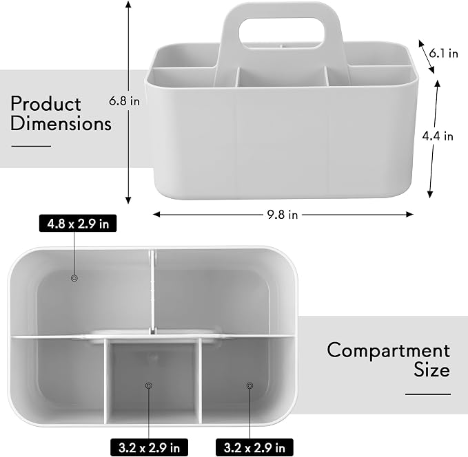 Tiawudi 2 Pack Caddy Organizer with Handle, Portable Plastic Caddy, Storage Organization for Cleaning, Bath, Makeup, Art, Craft, Stationery, Classroom and Office, Tote Organizer