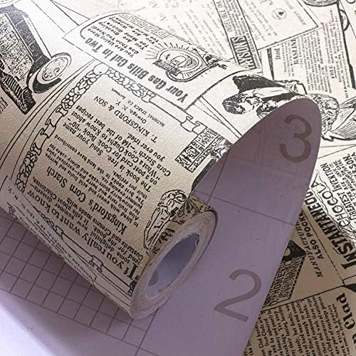 Amhao Vintage Newspaper Decorative Paper Vinyl Self Adhesive Shelf Drawer Liner Home Decor 17.7 inch by 79inch (Pack of 2)