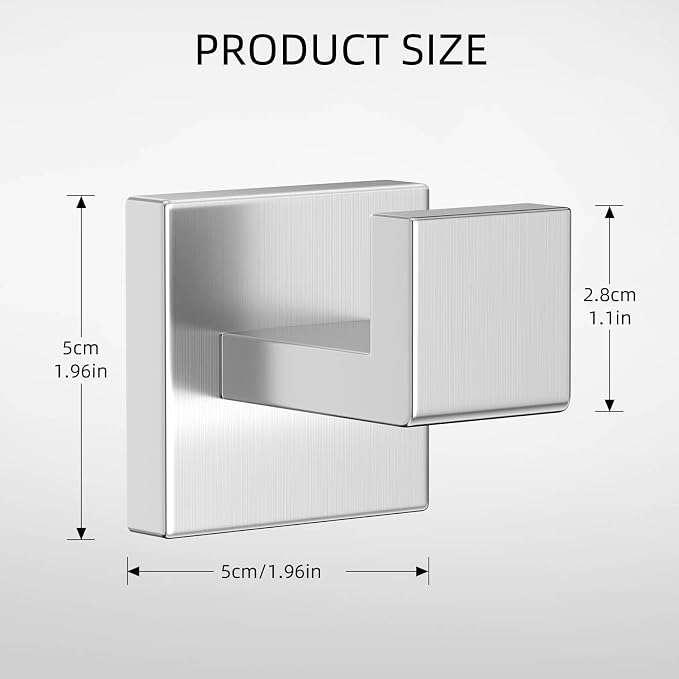 Towel Hooks Bathroom Coat Robe Wall Hook Heavy Duty Door Hanger Towel Robe Clothes Rack for Bathroom Bedroom Kitchen Hotel Pool 4 Packs-Brushed Nickel Stainless Steel Wall-Mounted