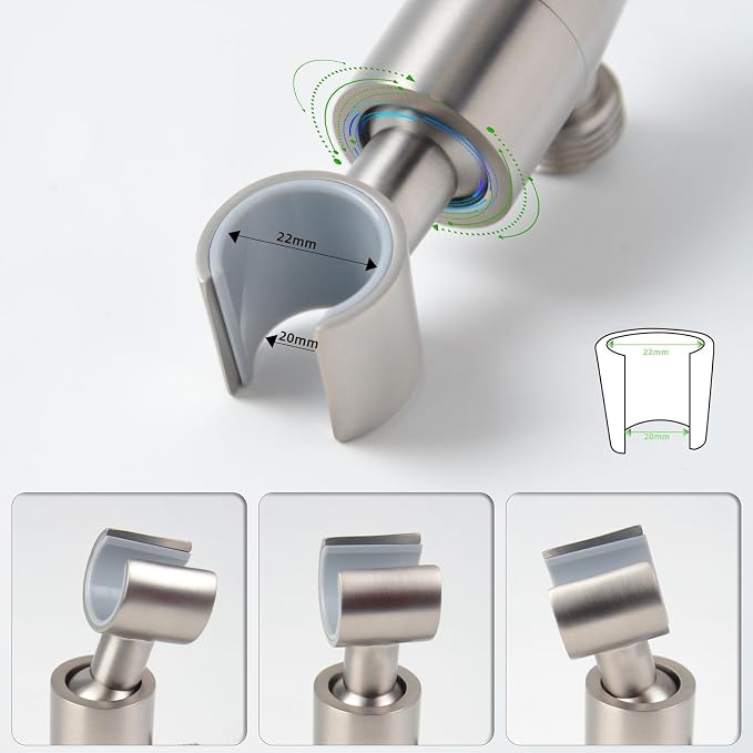 Shower Head Holder,All Metal Handheld Shower Head Holder,Adjustable Shower Arm Mount Bracket,Shower Head Bracket,Brushed Nickel,1G2MK-1