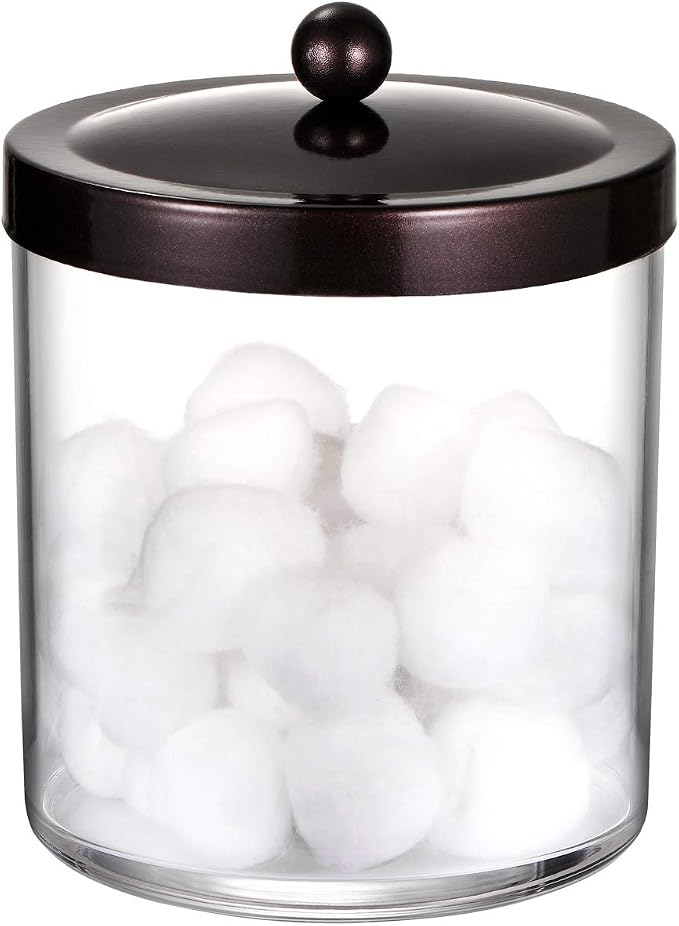 SheeChung 50oz Large Apothecary Jar with Bronze Rust-Proof Lid - Shatterproof Plastic Laundry Pods Container - Rustic Farmhouse Decor Storage Jar for Bathroom Vanity, Kitchen, & Scent Bead