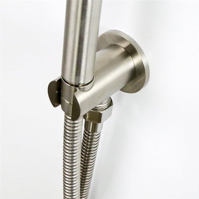 Hand Held Shower Holder with Hose Connector for Shower System Faucet Set,Shower Wand Holder Wall Mount,Handheld Shower Handle Sprayer Holder Attachment,Shower Hose Adapter Brushed Nickel