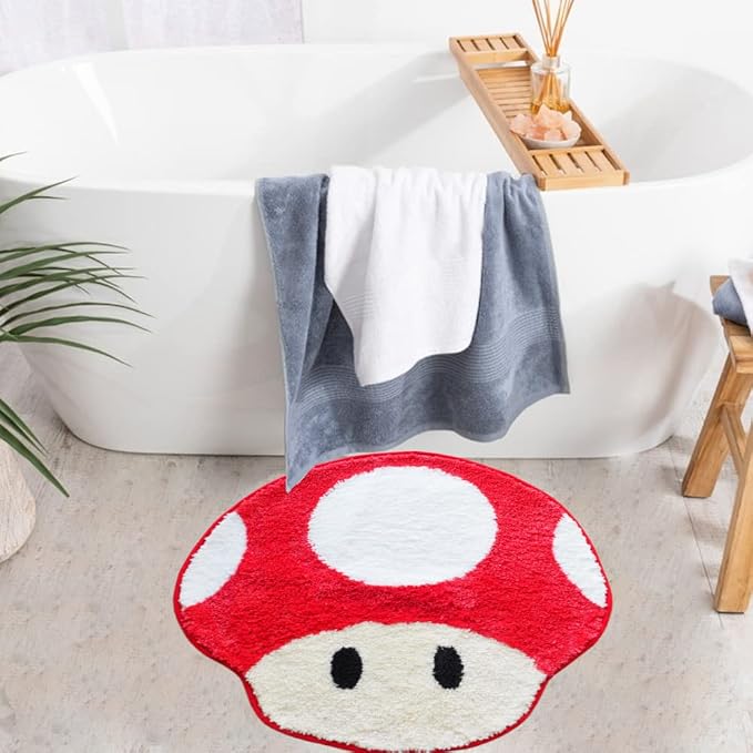 Evovee Ladybug Rug Cute Bathroom Decor Funny Bath Mat Shower Red Rugs Funky Bedroom Aesthetic Fun Round Preppy Cool Apartment College Novelty Washable Bathmat Game Room Retro