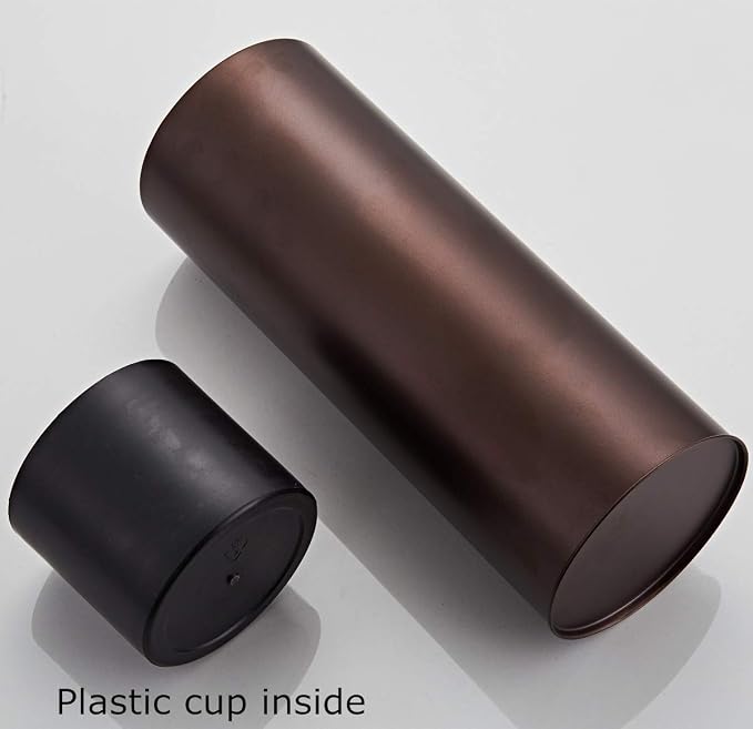 Bronze Toilet Plunger with Holder for Bathroom Metal Canister Holder Drip Cup, Heavy Duty, Deep Cleaning,Quick Dry Bronze