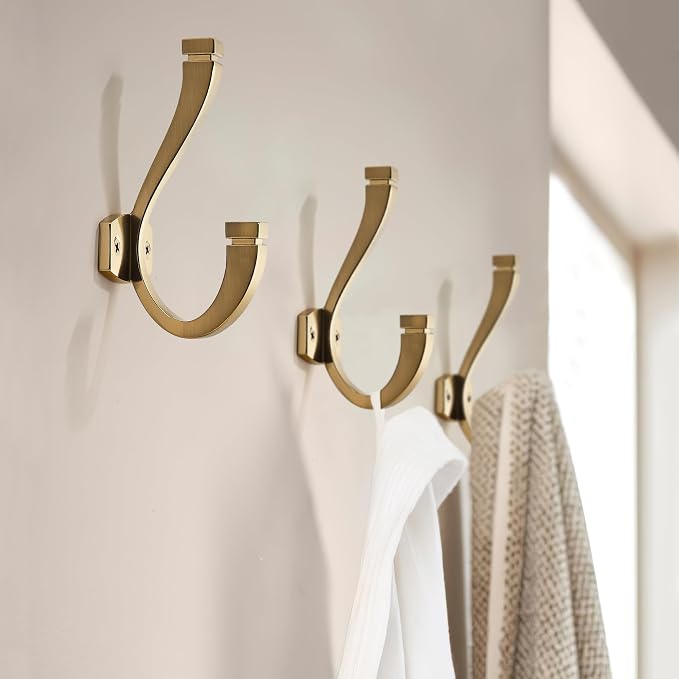TUNNY Coat Hooks -3 Pack Champagne Bronze Towel Hooks Robe Hooks Decorative Wall Hooks for Bathroom Bedroom Kitchen Towel Robe Clothes Cabinet Closet Bathroom Hardware