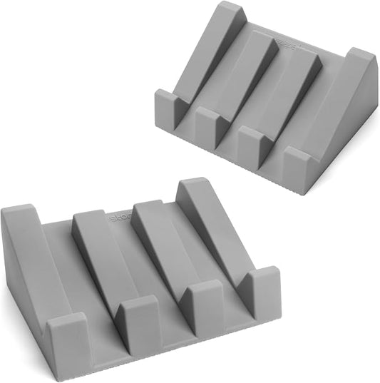 Silicone Soap Dish (USA Patented) Self Draining Bar Soap Holder for Shower Bathroom Sink, Drying Soap Dish Tray Kitchen Sponge Holder Easy Cleaning Soap Saver Mat (Light Grey, 2)