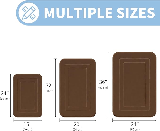 Cupic Cupid Memory Foam Bath Mat 24"×36", Non Slip Bathroom Rugs, Brown | Soft Touch, Cushioned Comfort, Non Slip Bathroom Mat, Super Absorbent & Quick Dry, Machine Washable for Shower, Tub & Vanity