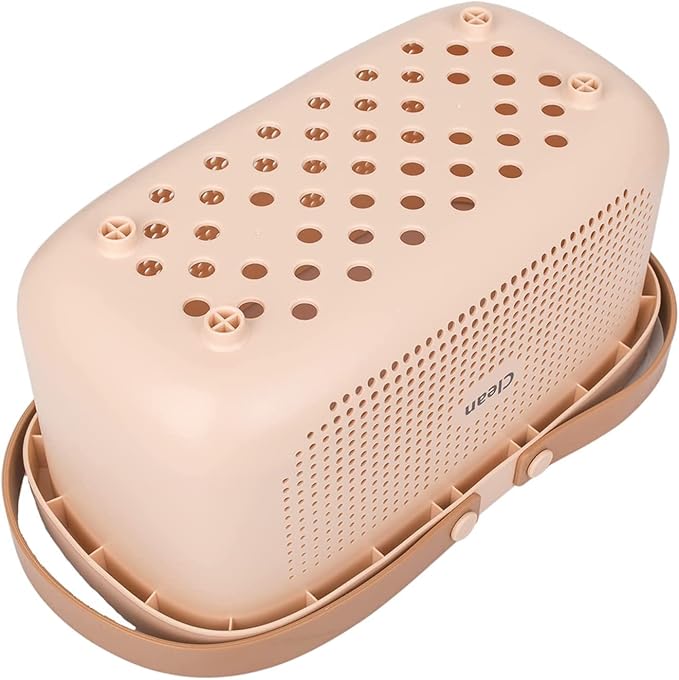 Waterproof Shower Bin Shower, Large Shower Caddy with Soft Silicone Carrying Handle, Plastic Bathroom Organizer Basket, Dries Quickly with Drainage Holes - Pink