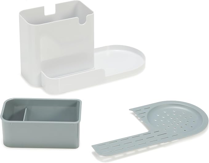 Amazon Basics Kitchen Sink Caddy Organizer for Sponge and Brush Storage, Large, White (Pack of 12)