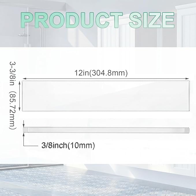 AceOrbit 2 Pcs 3-3/8 x 12 x 3/8 Inch Glass Shower Shelf for Shower Niche Break-Resistant Easy Install Ultra-Clear Glass Support Plate for DIY Storage Decor
