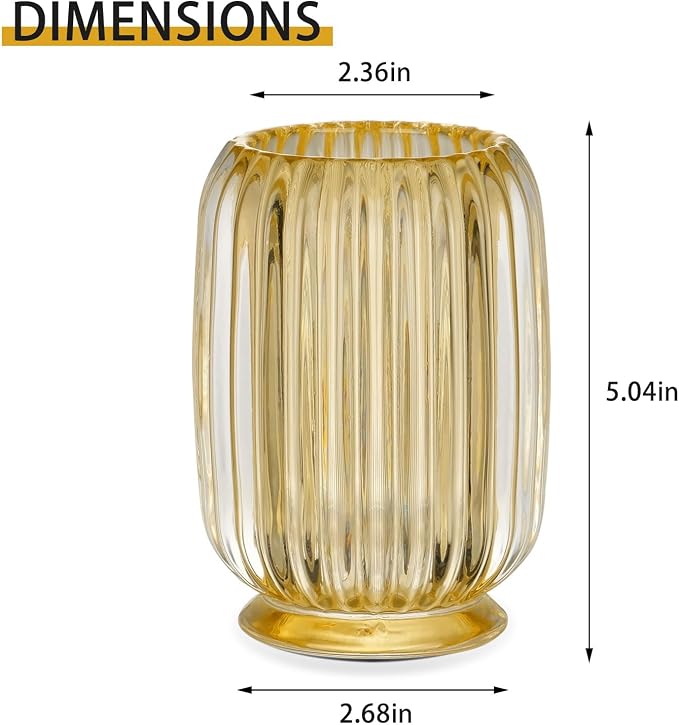 VanEnjoy Clear Yellow Toothbrush Cup Glass Toothbrush Holder for Bathroom, Unique Toothbrush Holder