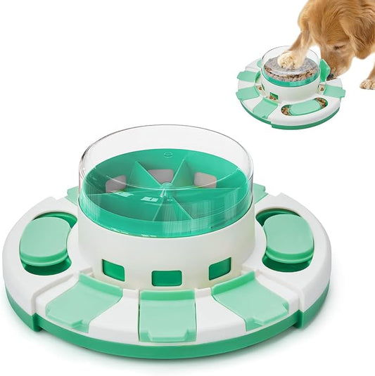 Potaroma Dog Puzzle Toy 2 Levels, Slow Feeder, Pup Food Treat Feeding Dispenser for IQ Training and Entertainment for All Breeds (Green White) | Pup Food Treat Feeding Dispenser for IQ Training and Entertainment for All Breeds (Green White)