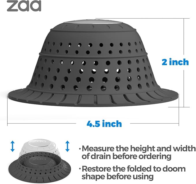 Shower Drain Hair Catcher Bathtub Drain Strainer Sink Drain Protector | Collapsible Pop-Up Drain Hair Catcher, Traps Hair & Prevents Clogs, Bathroom Fixture Accessories, Black, 2-Pack