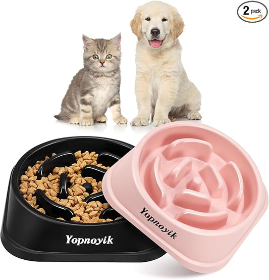 2 Pack Slow Feeder Dog Bowls for Small Dogs | Non-Slip Base, Anti-Choking Design, Reduces Bloating & Overeating, Easy to Clean, 1 Cup