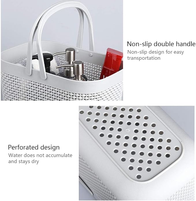 UUJOLY Plastic Organizer Storage Baskets with Handles, Shower Caddy Bins Organizer for Bathroom and kitchen（Grey