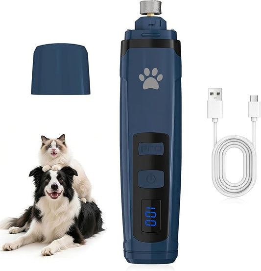 Pet Nail Grinder for Dogs & Cats, 6700 RPM Electric Dog Nail File with 1500mAh Battery & 4H Runtime, with Dual LED Lights, 2-Speed Rechargeable Pet Grooming Kit, Type-C Charging