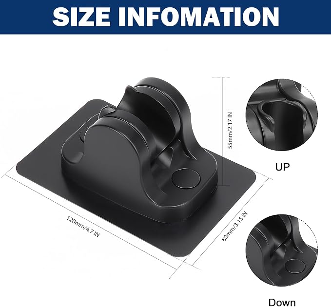 NearMoon Self Adhesive Shower Head Holder-Adjustable Handheld Shower Holder NO Drilling Wall Mount Waterproof (1 Pack, Matte Black)