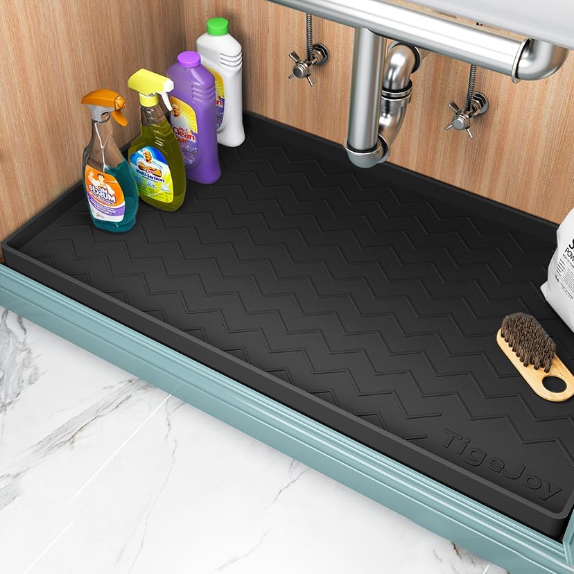 TigeJoy Under Sink Mats for Kitchen Waterproof 22" x 19", Cabinet Liner