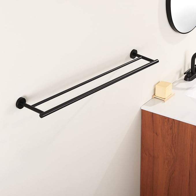KES Double Towel Bar 33.6 Inch, Bathroom Towel Rack Towel Rod SUS304 Stainless Steel Rustproof Wall Mounted Matte Black, A2001S86-BK