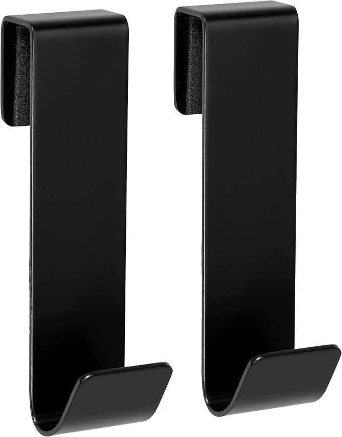 3" Shower Hooks, Black, 2 Pack - Towel & Door Hook for Frameless Glass Shower Door 3/8"(10mm)