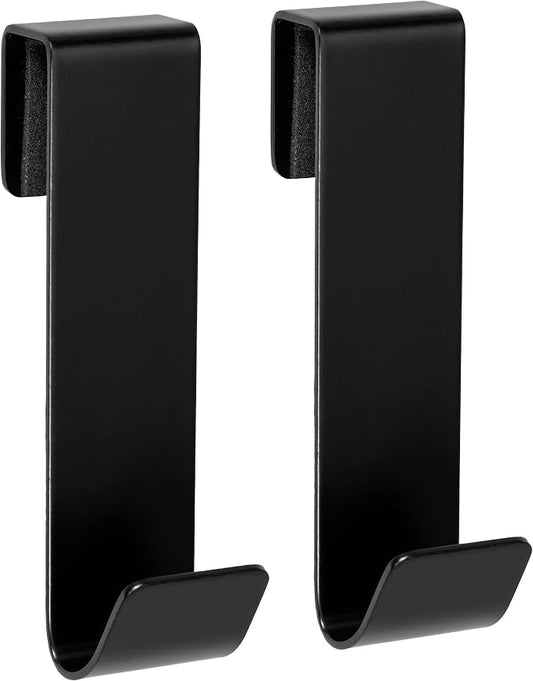 3" Shower Hooks, Black, 2 Pack - Towel & Door Hook for Frameless Glass Shower Door 3/8"(10mm)