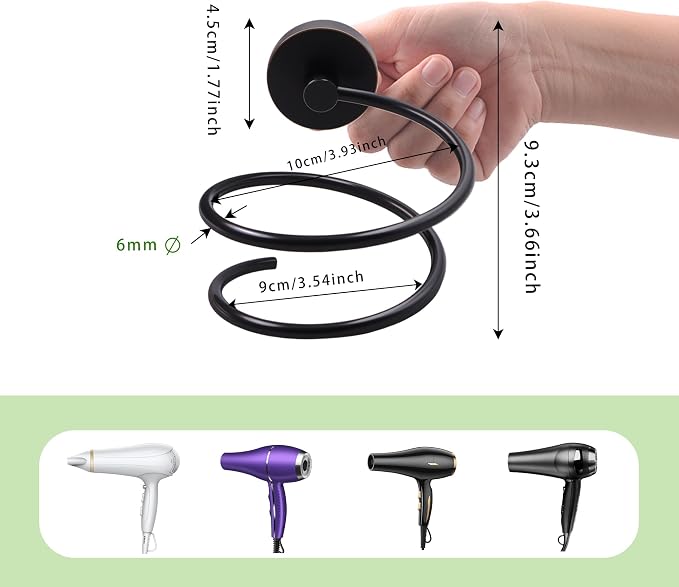 Bathroom Hair Dryer Holder Hair Care Tools Holder Wall Mount Chrome Finished Stainless Steel-Balck