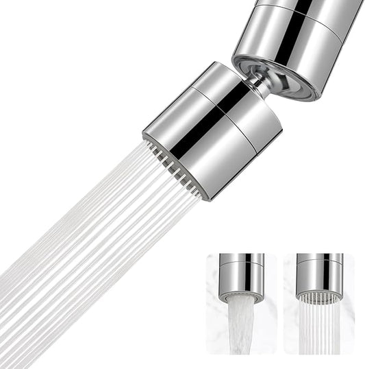 Hibbent Metal Faucet Aerator, 360-Degree Swivel Metal Kitchen Sink Aerator, Dual-function Sink Sprayer Attachment, Faucet Replacement Part 55/64'' Female Thread, Silver