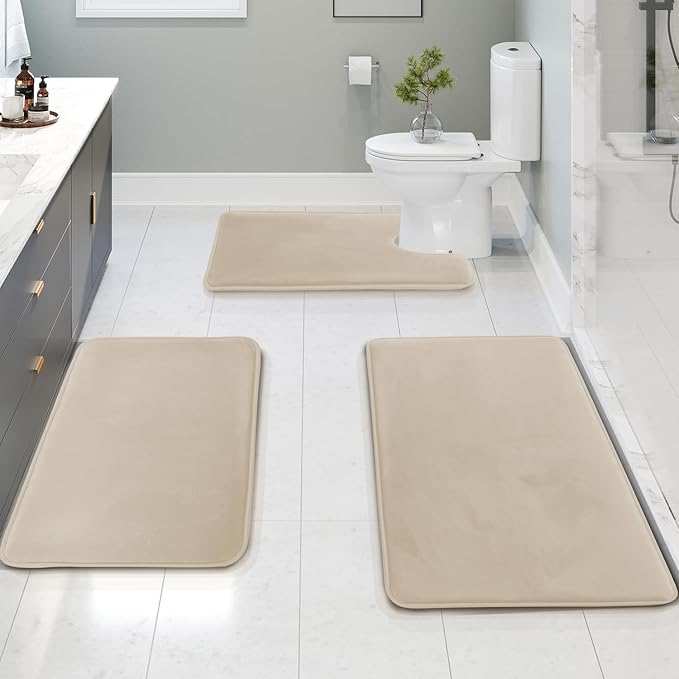 Clara Clark Bathroom Rugs, Velvet Memory Foam Bath Mat, Non-Slip Bath Rugs, Machine Wash, Dries Quickly, Ultra Soft Plush Bath Mats for Bathroom,
